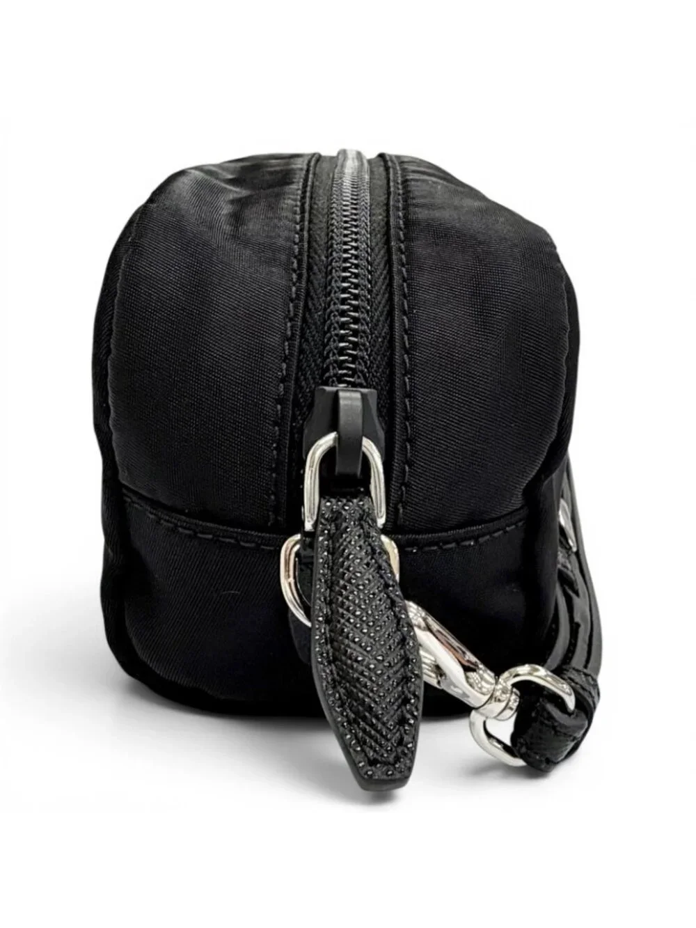 Prada Vera Re-Nylon Mini Pouch Small Triangle Logo Plate Makeup Black